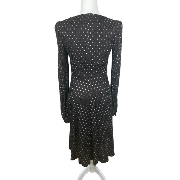Vintage Betsey Johnson Polka Dot Fit & Flare Midi Dress Retro Pinup Brown Size 4 - Picture 7 of 15